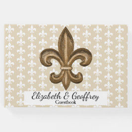 Nola Gold & White French Lilie Wedding Gästebuch