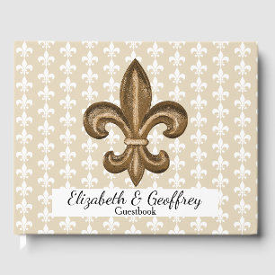 Nola Gold & White French Lilie Wedding Gästebuch