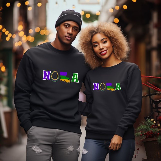 NOLA Louisiana Mardi Gras Lila Green und gold Sweatshirt (Von Creator hochgeladen)