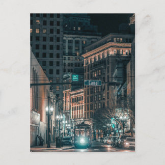 NOLA Night Scene Street Car auf der Canal Street Postkarte