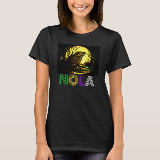 Nola Saying New Orleans Mardi Gras Nutria Rat  2 T-Shirt (Vorderseite)