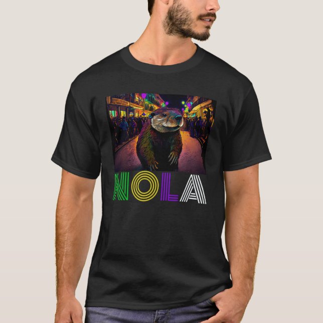 Nola Sprichwort New Orleans Mardi Gras Nutria Rat  T-Shirt (Vorderseite)