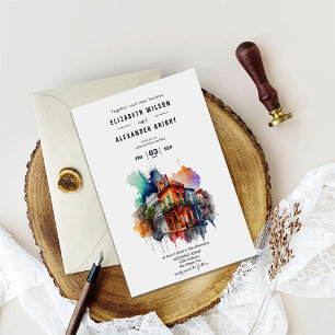 Nola Watercolor New Orleans City Louisiana Wedding Einladung