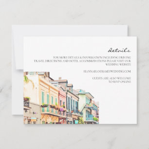 Nola - Watercolor New Orleans Wedding Details Card Einladung