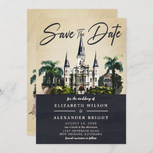 Nola Watercolor New Orleans Wedding Save the Date Einladung