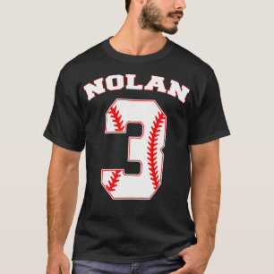 Nolan Baseball Name Drei Jahre 3. Geburtstagsnumme T-Shirt