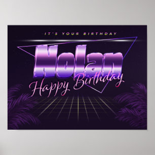 Nolan Vorname lila retro poster Geburtstag