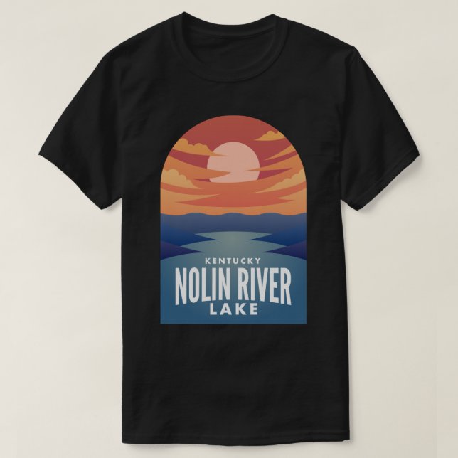 Nolin River Lake KY Retro Sunset Sticker T-Shirt (Design vorne)