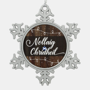 Nollaig Chridheil schottisches Gälisch-frohe Schneeflocken Zinn-Ornament