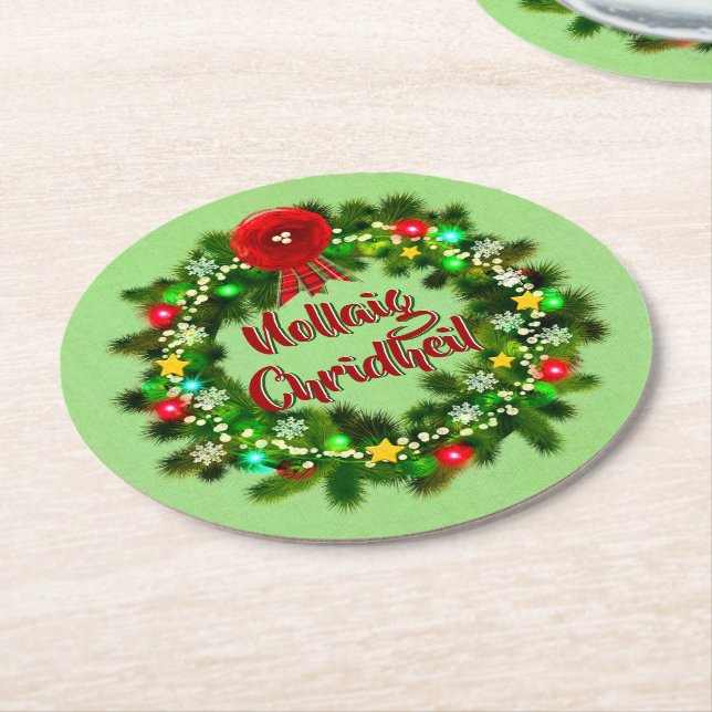 Nollaig Chridheil Scottish Christmas Runder Pappuntersetzer (Angewinkelt)
