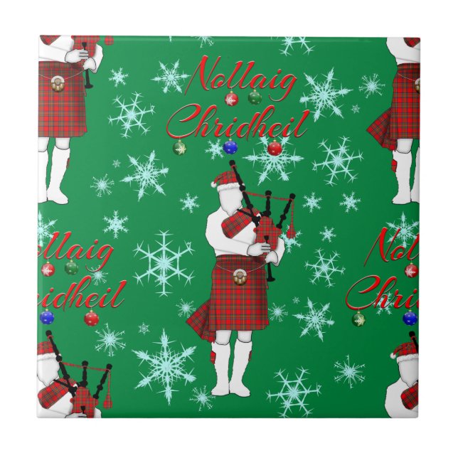 Nollaig Chridheil Scottish Merry Christmas Scottis Fliese (Vorderseite)
