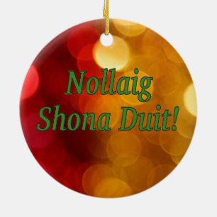 Nollaig Shona Duit! Frohe Weihnachten in irischer  Keramik Ornament