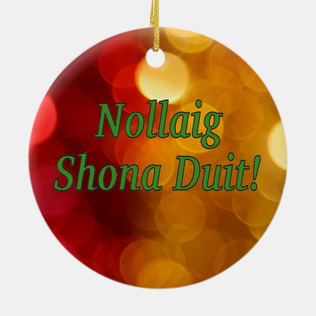 Nollaig Shona Duit! Frohe Weihnachten in irischer  Keramik Ornament (Hinten)