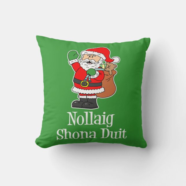 Nollaig Shona Duit irisches Weihnachten Sankt Kissen (Vorderseite)