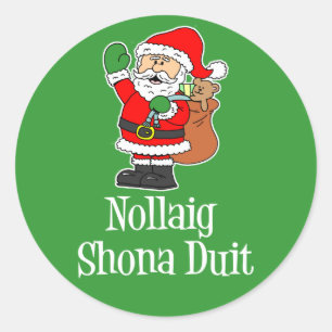 Nollaig Shona Duit Irish Christmas Santa Runder Aufkleber