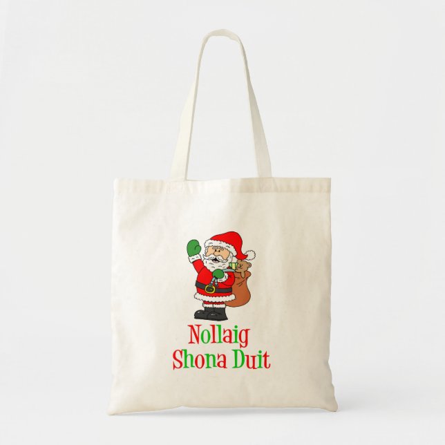 Nollaig Shona Duit Irish Christmas Santa Tragetasche (Vorne)