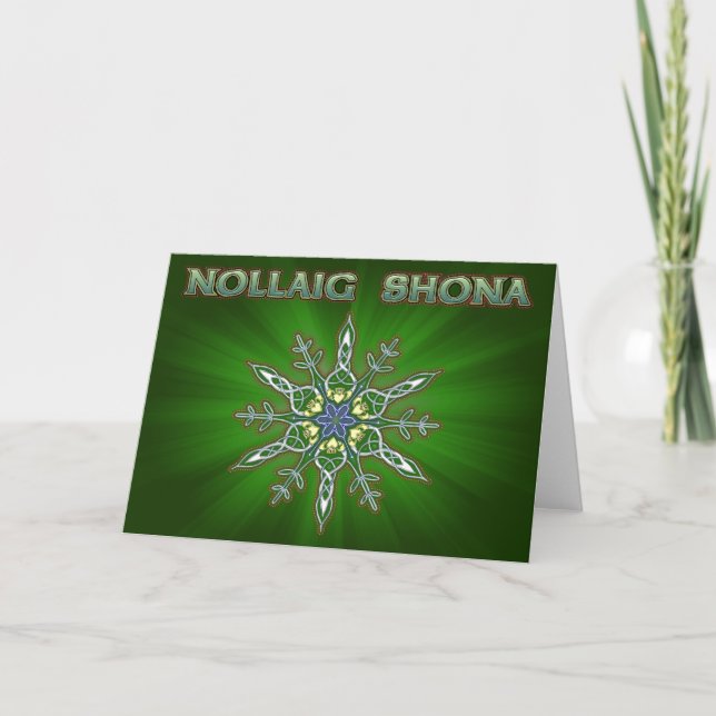 Nollaig Shona (Happy Christmas)Green Feiertagskarte (Vorderseite)