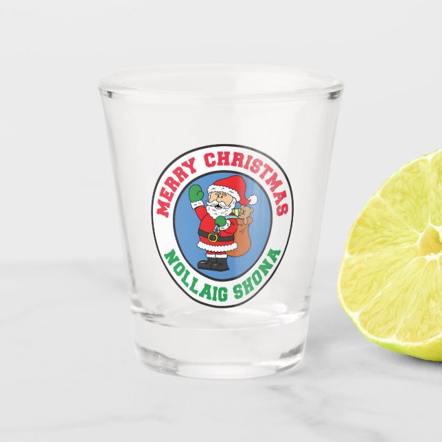 Nollaig Shona Irish Christmas Santa Shot Glass Schnapsglas (Vorderseite)
