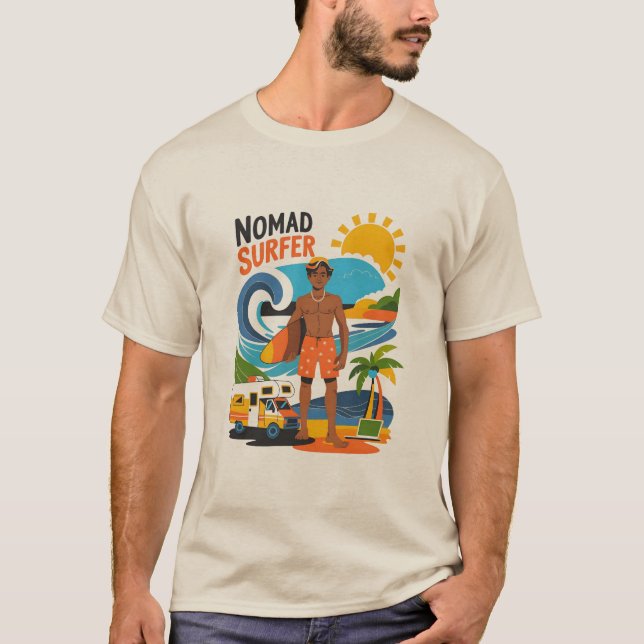Nomad Surfer Beach Typ T-Shirt (Vorderseite)