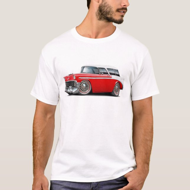 Nomade-Rot-Weißes Spitzenauto 1956 T-Shirt (Vorderseite)