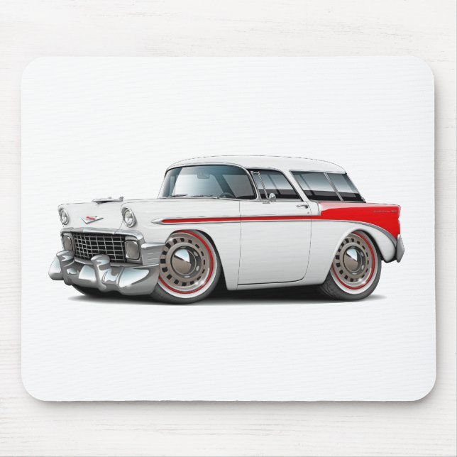 Nomade-Weiß-Rotes Auto 1956 Mousepad (Vorne)
