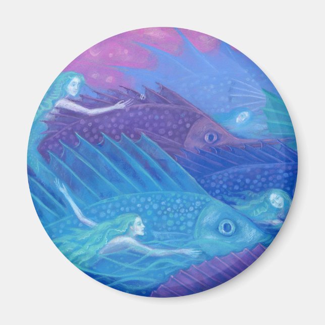 Nomaden für den Ozean, Fantasiekunst, Meerjungfrau Magnet (Vorne)