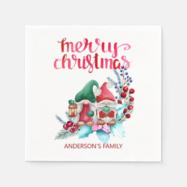 Nomaden mit roten und grünen Hasen Serviette (Vorderseite)