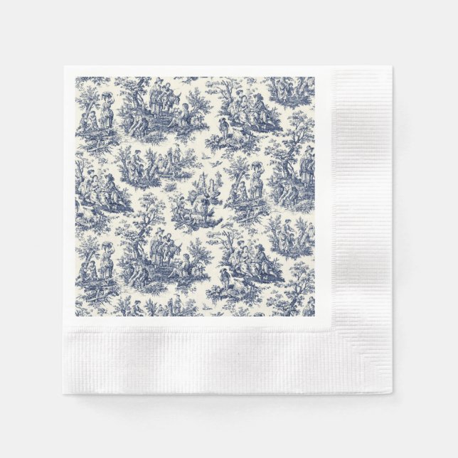 NOMADESAUSTRALIENS Navy Toile de Jouy Serviette (Vorderseite)
