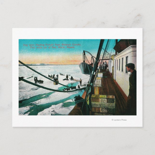 Nome, Alaska Steamer Corwin Entladen Fracht Postkarte (Vorderseite)