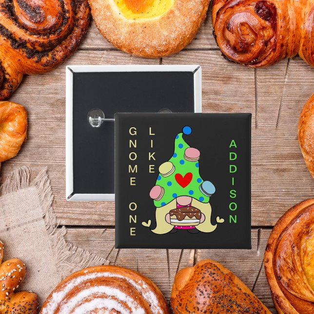 Nome eins wie Ihr Name Cookies, die Herz-Kuchen Button (Gnome One Like Your Name Cookies Hat Cake Heart Button)