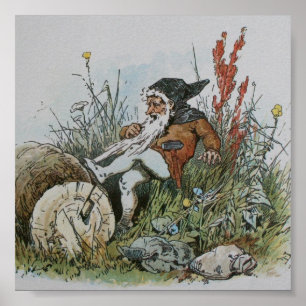 Nome mit seinem Bart gefangen auf einem Log Poster