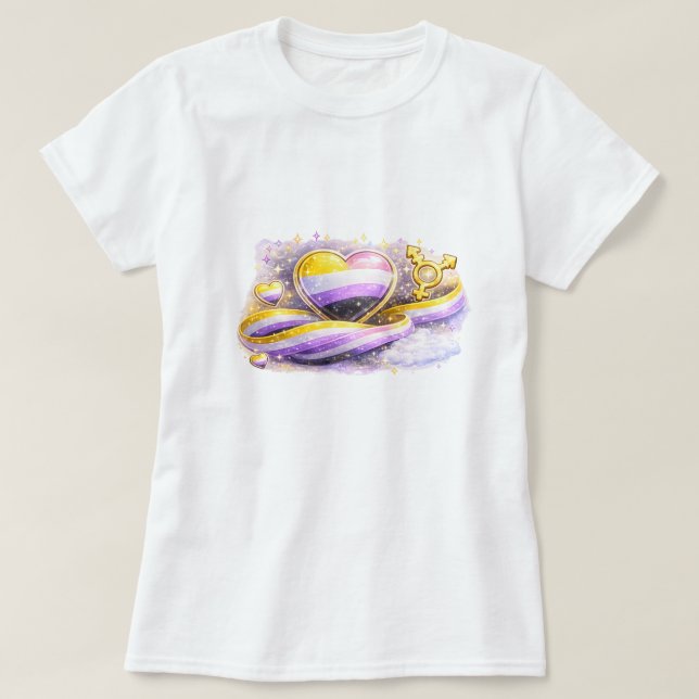 Non-Binär-Flagge-Ästhetik-Pride-T-Shirt T-Shirt (Design vorne)