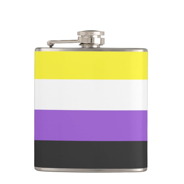 Non-Binäre Pride-Flagge Flachmann (Vorderseite)