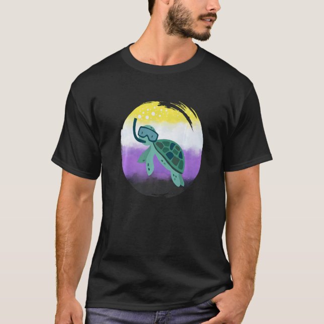 Non Binary Flag Turtle Sunglasses  LGBT Nonbinary  T-Shirt (Vorderseite)