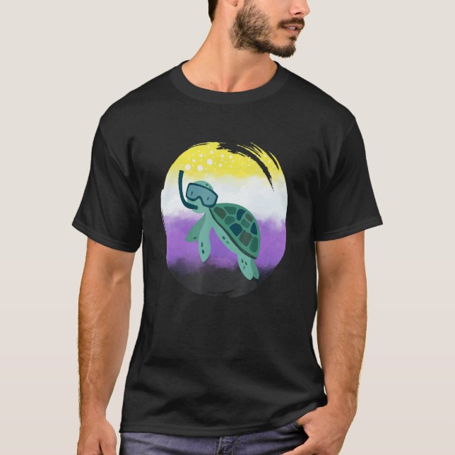 Non Binary Flag Turtle Sunglasses   LGBT Nonbinary T-Shirt (Vorderseite)
