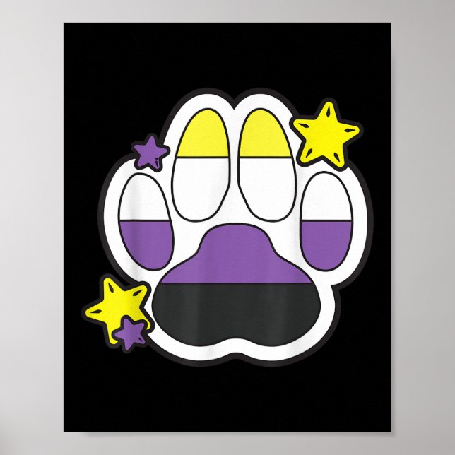 Non Binary Furry Paw Lgbtq Month Gay Rights Pride  Poster (Vorne)