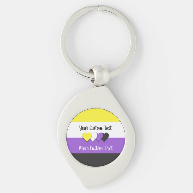 Non-binary pride flag with hearts keychain schlüsselanhänger (Vorderseite)