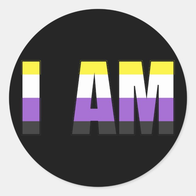 Non-Binary Pride I AM Classic Round Sticker (Vorderseite)