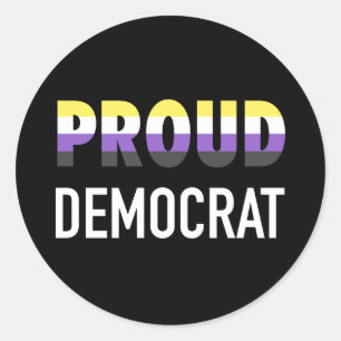 Non-Binary-Proud-Demokrat Runder Aufkleber