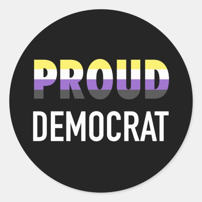 Non-Binary-Proud-Demokrat Runder Aufkleber (Vorderseite)