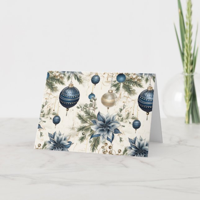 Non-Foto Blue Vintage Weihnachten Florals (Vorderseite)