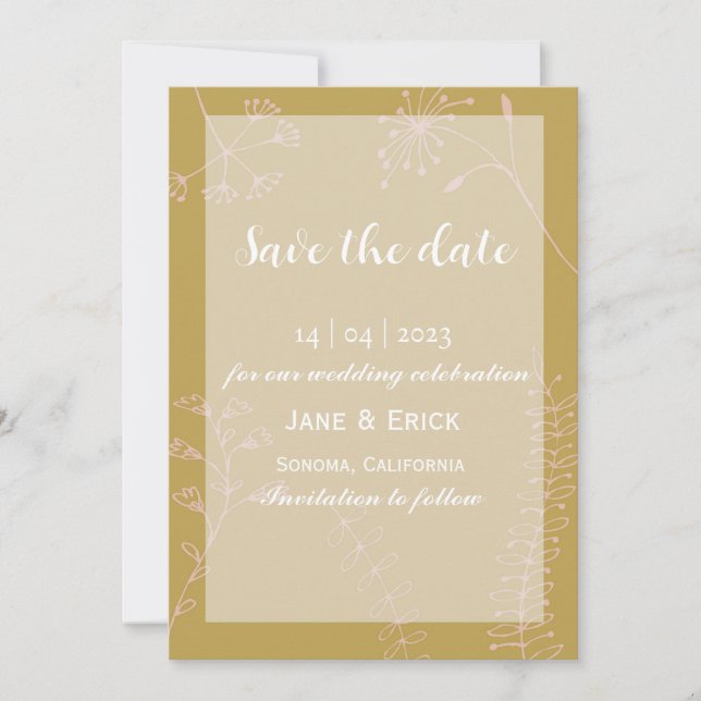Non Foto Simple Savannah Green Wild Blume Save The Date (Vorderseite)