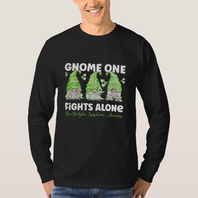 Non Hodgkin Lymphoma Cancer Lime Ribbon Gnome T-Shirt (Vorderseite)
