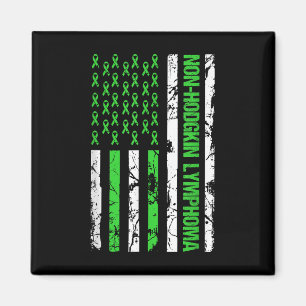 Non Hodgkin Lymphoma Flag Linse Green Ribbon Magnet