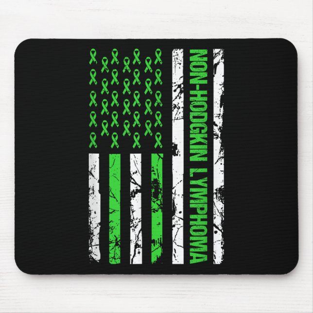 Non Hodgkin Lymphoma Flag Linse Green Ribbon Mousepad (Vorne)