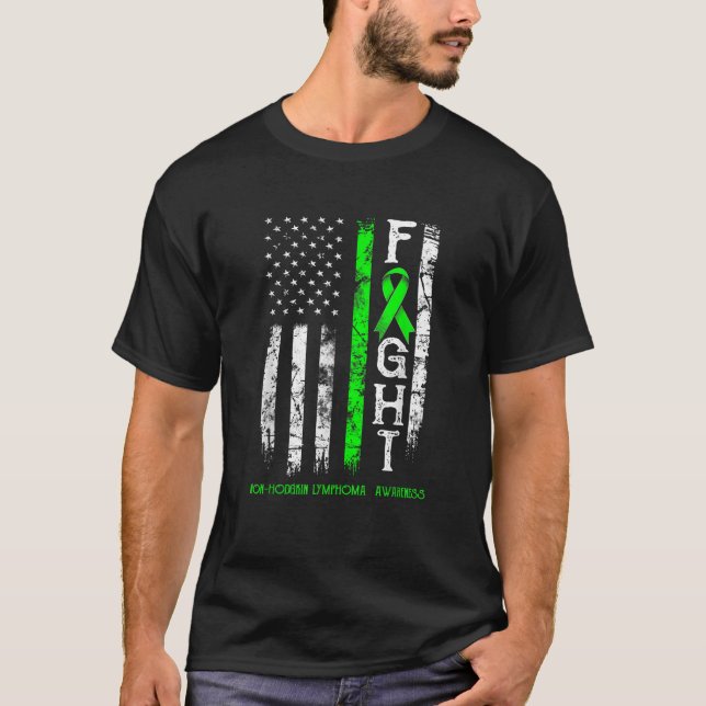 Non Hodgkin Lymphoma Warrior US Flag T Shirt (Vorderseite)