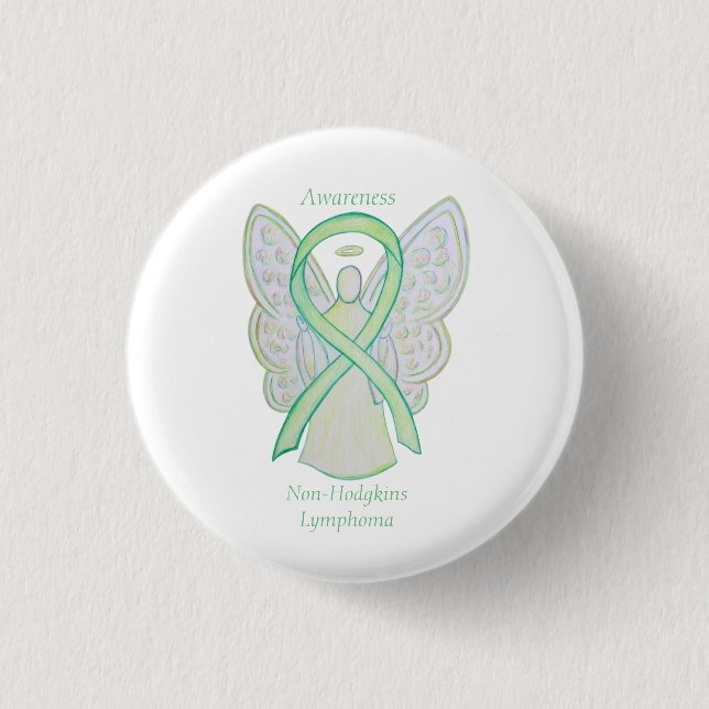 Non-Hodgkins Lymphoma Angel Lime Green Ribbon Butt Button (Vorderseite)