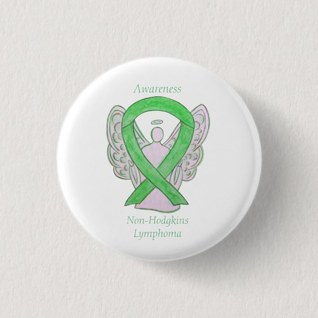 Non-Hodgkins Lymphoma Angel Lime Green Ribbon Butt Button (Vorderseite)