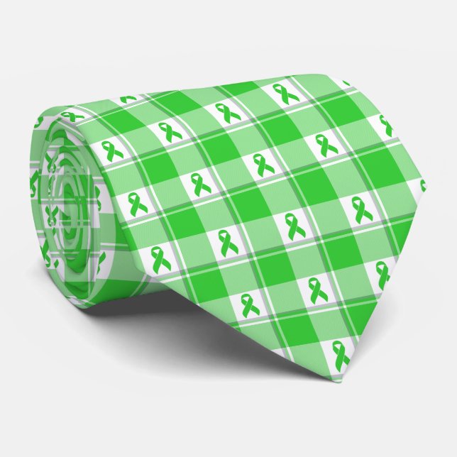 Non-Hodgkin's Lymphoma Awareness Plaid Green Krawatte (Gerollt)