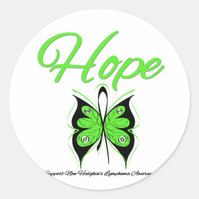 Non Hodgkins Lymphoma Hope Butterfly Ribbon Runder Aufkleber (Vorderseite)